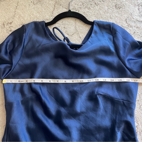 Saints + Secrets Blue Satin Long-sleeved Mini Dress Size Large - Picture 9 of 12